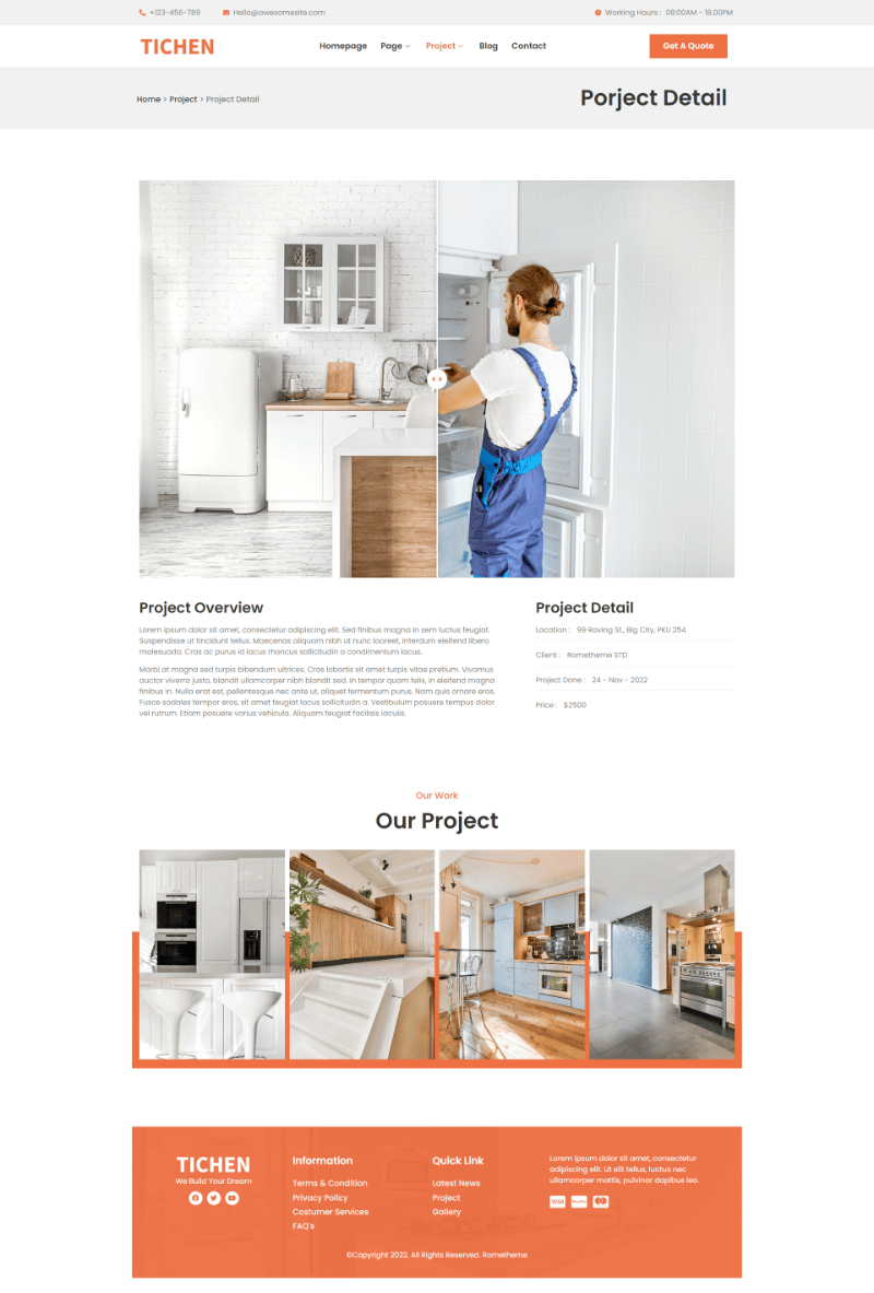Tichen Modern Kitchen Elementor Template Kit by Rometheme ThemeForest